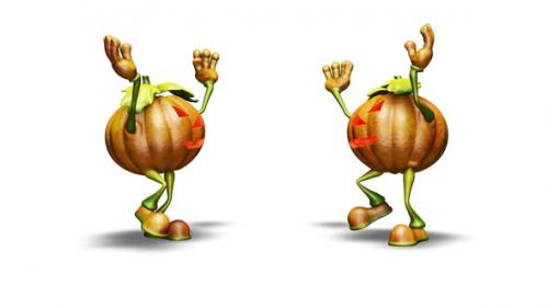 Videohive - Comic Pumpkins Looped Halloween Dance on White Background - 36659355 - 36659355