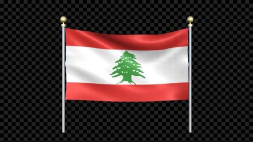 Videohive - Lebanon Flag Waving In Double Pole Looped - 36661837 - 36661837