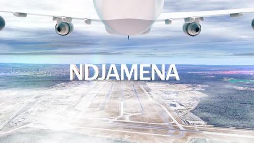 Videohive - Commercial Airplane Over Clouds Arriving City N Djamena - 36643245 - 36643245