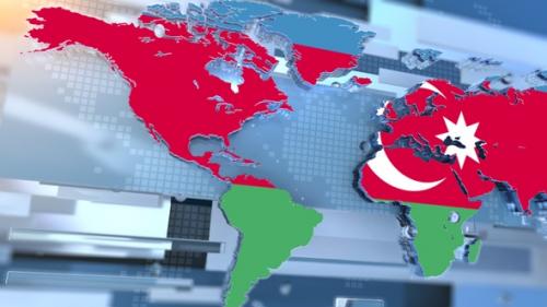 Videohive - Azerbaijan Flag Inside The Shape Of World Map Transition - 36645996 - 36645996