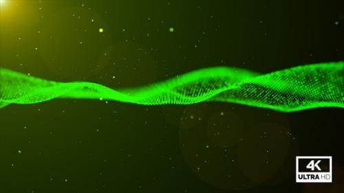 Videohive - Green Digital Particles Wave Flow Line Background Looped V3 - 36646291 - 36646291