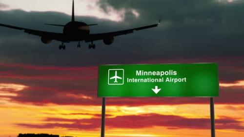 Videohive - Plane landing in Minneapolis Minnesota, USA airport - 36648899 - 36648899