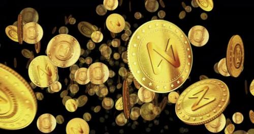 Videohive - Near cryptocurrency looped flight between golden coins - 36649143 - 36649143