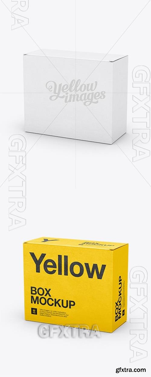 Small White Cardboard Box Mockup - 25° Angle Front View (High-Angle Shot) 10793