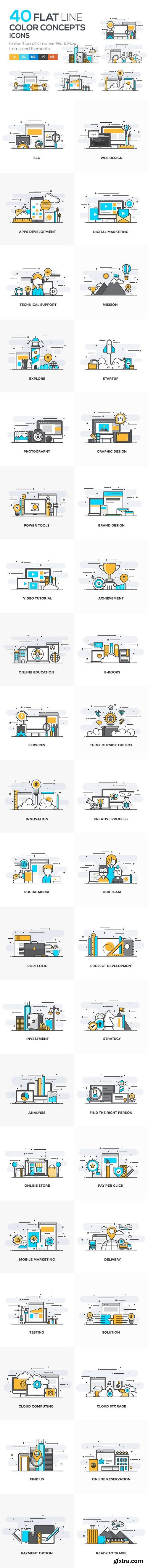 Flat Line Color Conceptual icons