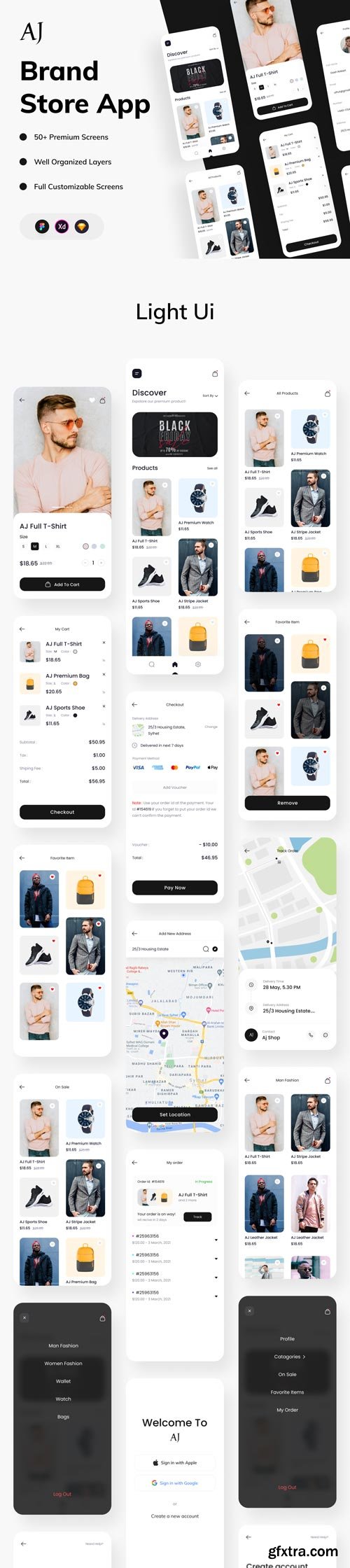 UiHut - AJ Brand Store App UI Kit - 10981