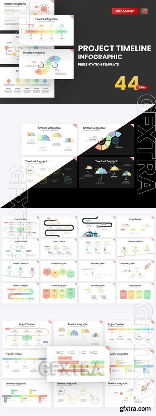 Project Timeline Line Color 3 PowerPoint Template ENR8L37