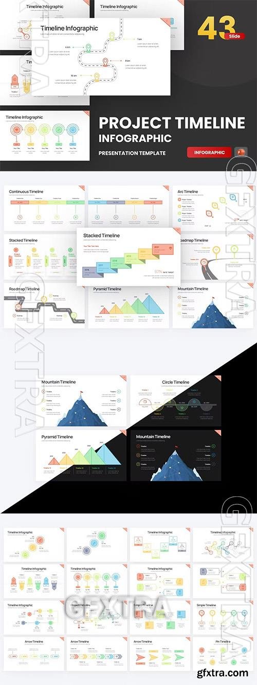 Project Timeline Line Color 4 PowerPoint Template HRXES37