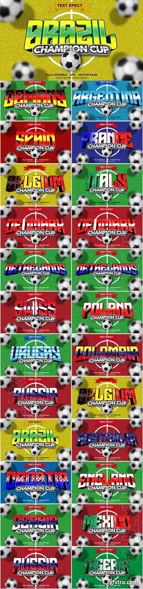 Football 3d editable text style effect vector vol 1032