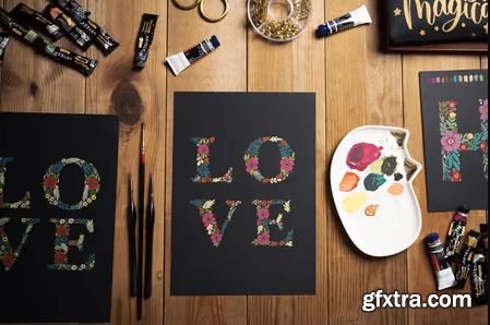 Illustrative lettering with gouache : Paint a captivating floral lettering Illustration