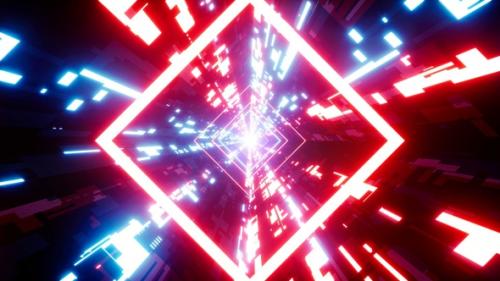 Videohive - Shining Red and Blue Sci Fi Rays Tunnel VJ Loop - 36718696 - 36718696