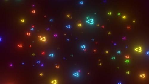 Videohive - Less Than 3 Text Message Heart Bright Neon Glowing Love Symbols Fly - 4K - 36698564 - 36698564