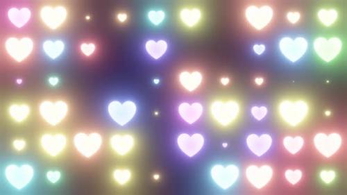 Videohive - Flashing Neon Hearts Light Grid Array Glowing Bright Rainbow Colors - 4K - 36698574 - 36698574