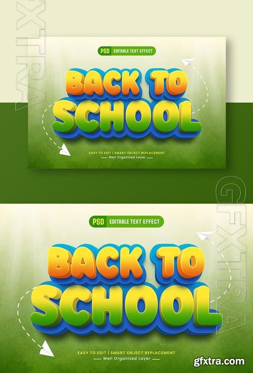 Psd Back to school 3d editable text style effect for kids