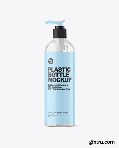 Clear Cosmetic Bottle with Pump Mockup 95343