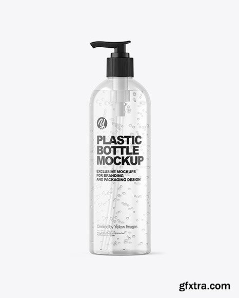 Clear Cosmetic Bottle with Pump Mockup 95343