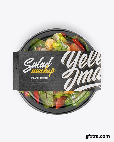 Paper Bowl With Fish and Grapefruit Salad Mockup 95355