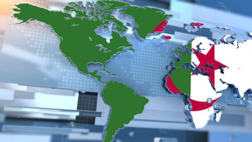 Videohive - Algeria Flag Inside The Shape Of World Map Transition - 36700107 - 36700107