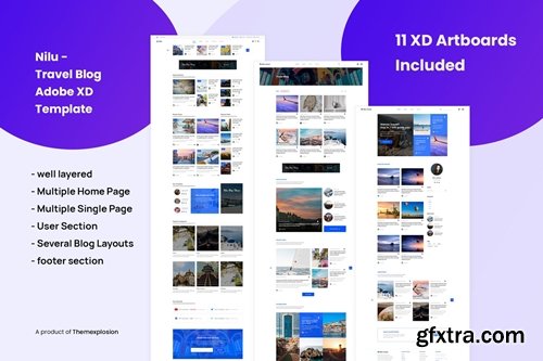 Nilu - Travel Blog Adobe Xd Template