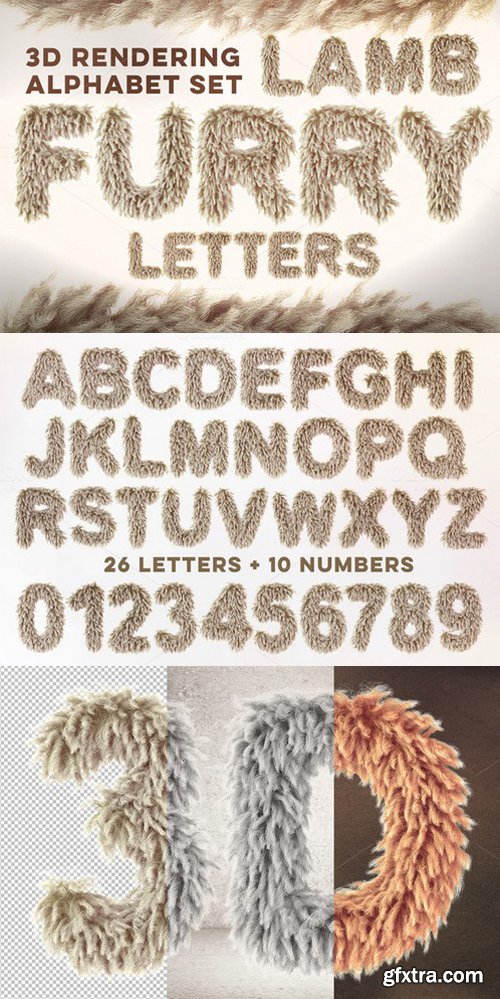 3D Lamb Furry Letters Pack