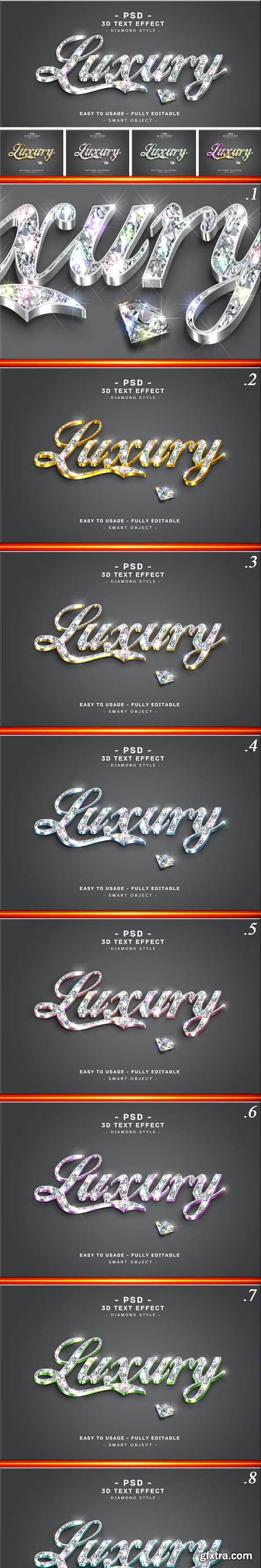 GraphicRiver - 10 Pack 3d Diamond Colors Text Style Effects for Photoshop 36641738