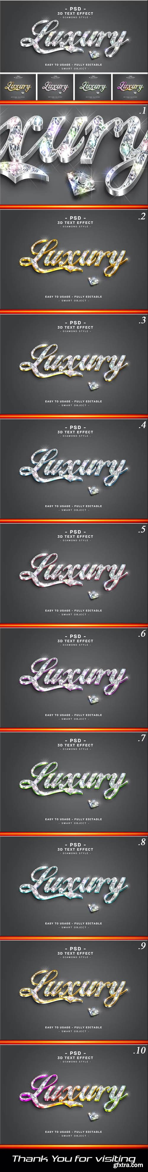 GraphicRiver - 10 Pack 3d Diamond Colors Text Style Effects for Photoshop 36641738