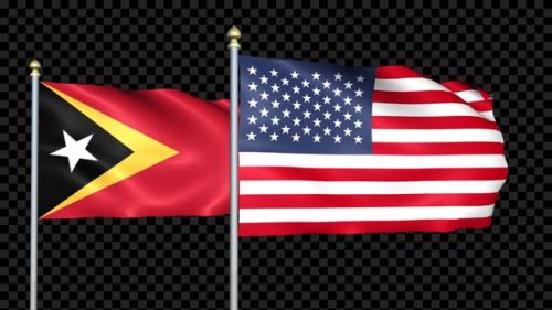 Videohive - East Timor And United States Two Countries Flags Waving - 36752103 - 36752103