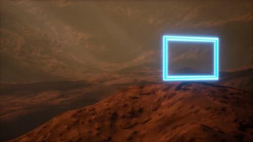 Videohive - Neon Portal on Mars Planet Surface With Dust Blowing - 36739149 - 36739149