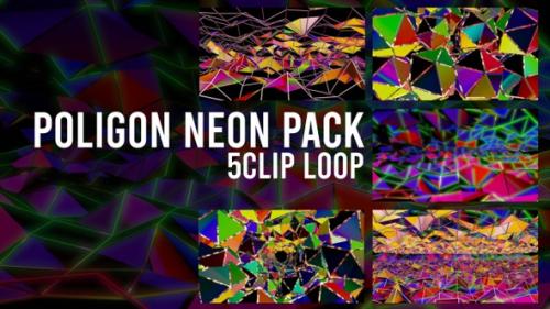 Videohive - Poligon Neon Pack 5clip Loop - 36722546 - 36722546