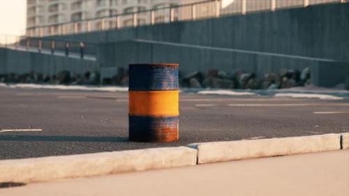 Videohive - Old and Rusty Metal Barrel on Parking - 36736356 - 36736356