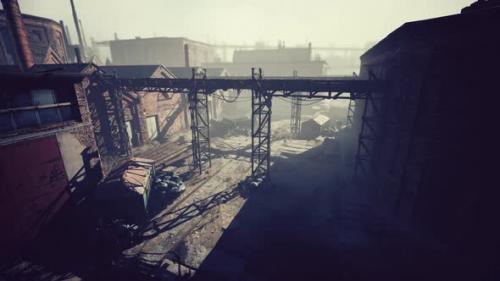 Videohive - Abandoned Factory with Concrete Ruins in Industrial District - 36736417 - 36736417