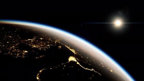 Videohive - Space Sun and Planet Earth at Night - 36739020 - 36739020