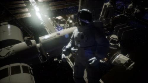 Videohive - Astronaut Outside the International Space Station on a Spacewalk - 36739034 - 36739034