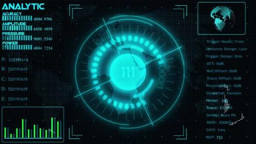 Videohive - Radar HUD Screen Animation 4K. Motion graphic of colorful sonar radar screen searching. Vd 1621 - 36739088 - 36739088