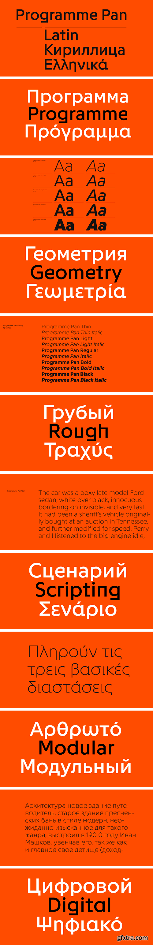 Programme Pan Font Family - Latin, Greek, Cyrillic