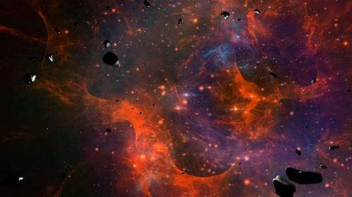 Videohive - Red Galaxy Asteroids Cluster Space Overlay Motion Loop Background - 36786659 - 36786659