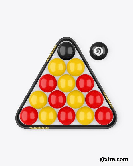 Billiards Snooker Pool Balls and Triangle mockup 94188