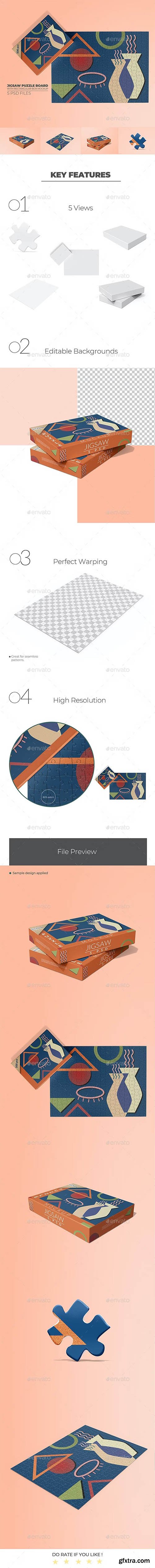 GraphicRiver - Jigsaw Puzzle Board with Rectangular Box Mockup 35131680
