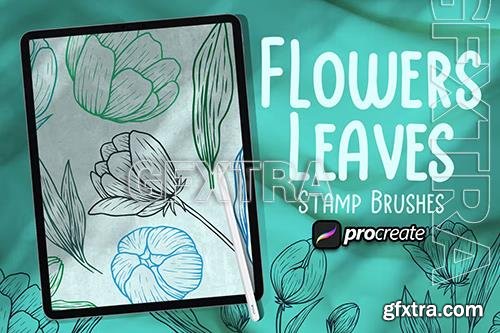 Flower & Leaves Brush Stamp Procreate A27WTNZ