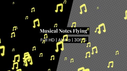 Videohive - Yellow Musical Notes Flying - 36818946 - 36818946
