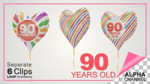 Videohive - 90th Birthday Celebration Heart Shape Helium Balloons - 36752182 - 36752182