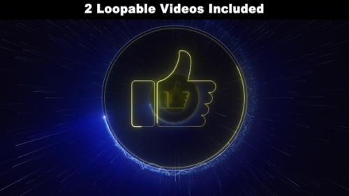 Videohive - Thumb Up Neon Emoji Package, Loopable - 36783090 - 36783090