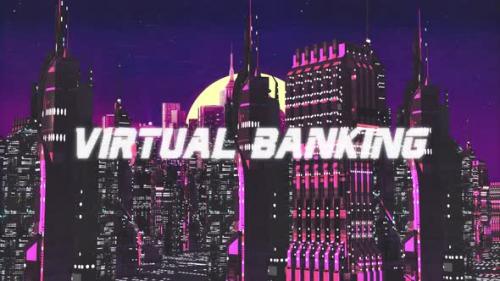 Videohive - Retro Cyber City Background Virtual Banking - 36783114 - 36783114