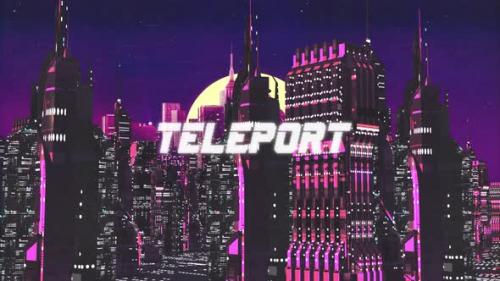 Videohive - Retro Cyber City Background Teleport - 36783116 - 36783116