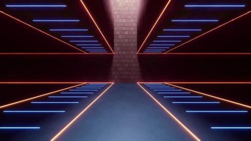 Videohive - Dark brick room with neon lines - 36751542 - 36751542