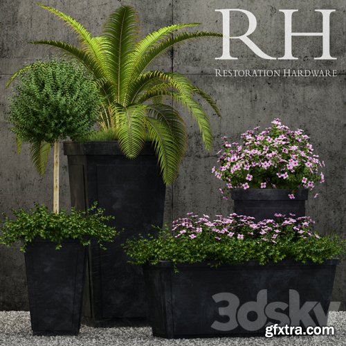 Restoration Hardware paneled sheet metal planters