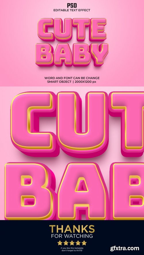 GraphicRiver - Cute Baby 3d Editable Text Effect Premium PSD with Background 36350483