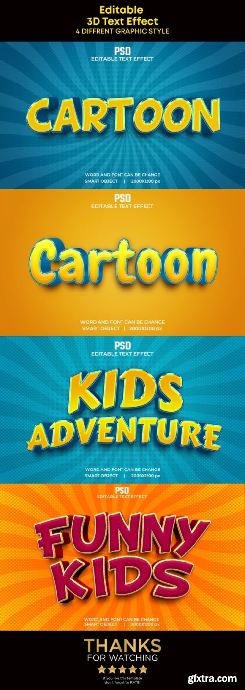 GraphicRiver - 4 Cartoon Style 3D Editable Text Effect with Background 35836816