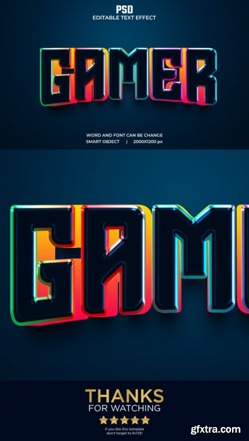 GraphicRiver - Gamer colorfull 3d editable text effect Premium PSD with background 35397311