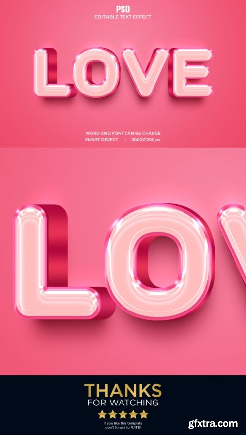 GraphicRiver - Love pink color 3d editable text effect Premium PSD with background 35397376